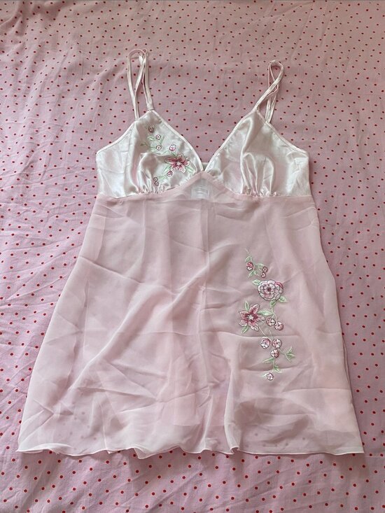 Jessica Intimates Other - Vintage Jessica Lingerie Pink Floral Embroidered Babydoll & Panty Set